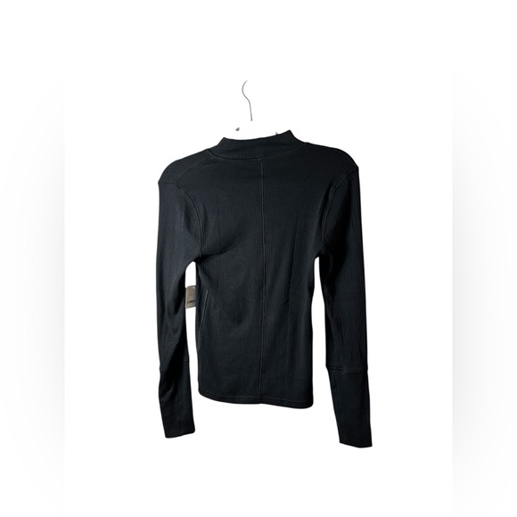Free People Black Ribbed Mock Neck Long Sleeve Top Size M - Picture 3 of 6